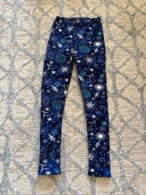 2 for $10 Just cozy Navy Blue Snowflake Print leggings xs/s fur lined